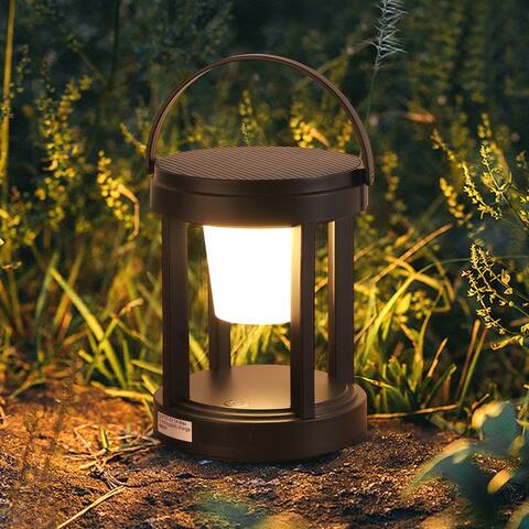Outdoor Solar Hanging Lantern, Portable Rechargeable 3-Level Brightness LED Nightstand