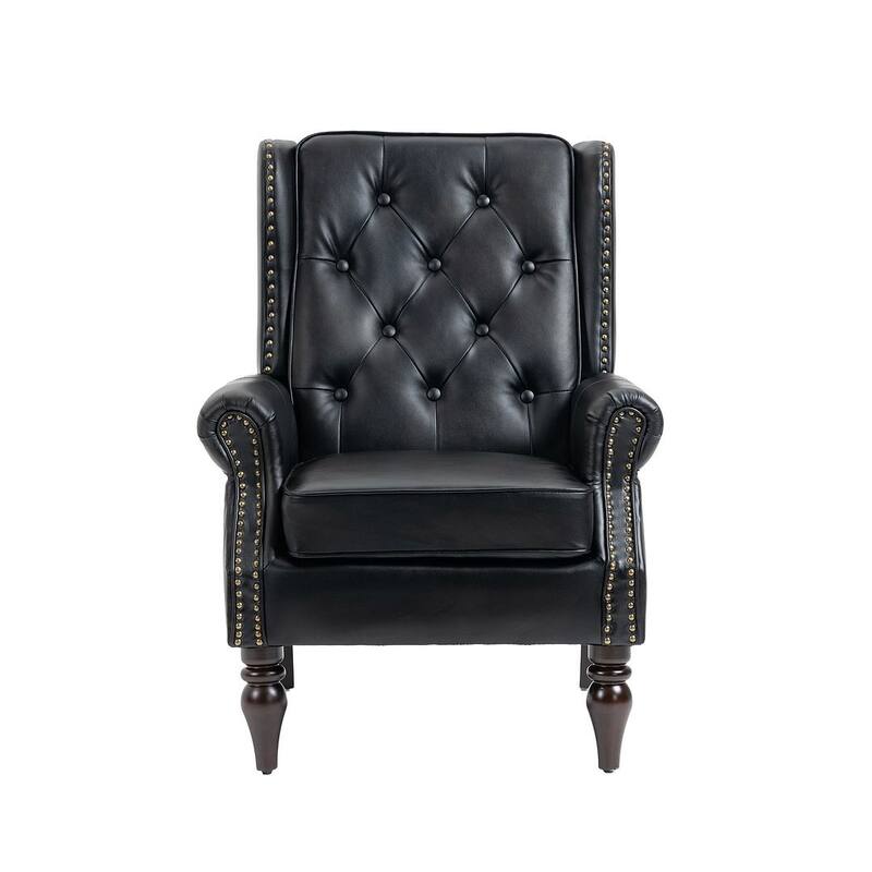 Transitional Wingback Accent Chair Armchair with Sturdy Wood Legs