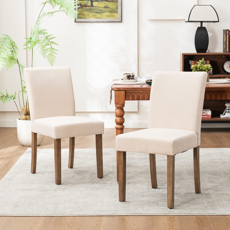 Upholstered Modern Dining Chairs, Linen Fabric Side Chairs Set of 2