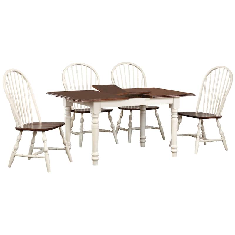 Extendable Dining Set - 5 Piece Rectangular Table & Chairs - Art Deco Style - Seats 6