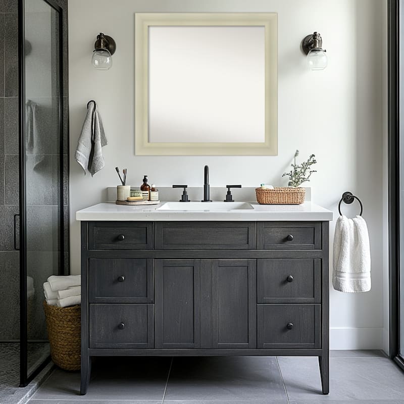 Oliver Non-Beveled Wood Framed Bathroom Vanity Wall Mirror