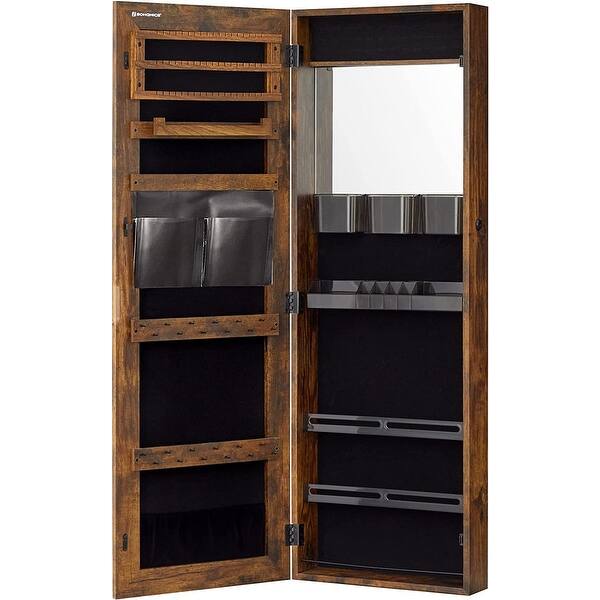 Lockable Jewelry Armoire, WallMounted Storage Organizer with