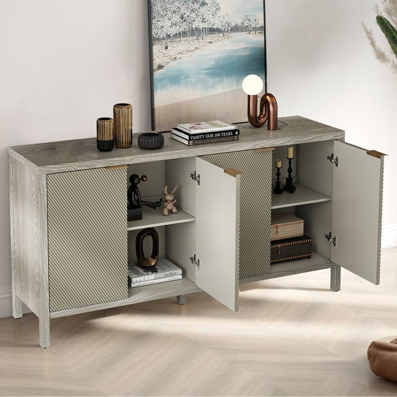 Modern 4-Door Sideboard with Adjustable Shelves, Scratch-Resistant Design, for Kitchen Entryway and Living Room