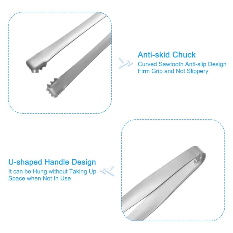 Serving Tongs, 2pcs 6 Inch - Stainless Steel Ice Tongs for Dessert - 6 Inch