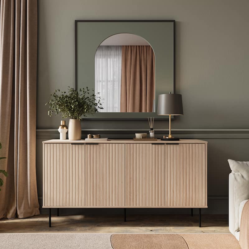 Alexander Fluted Sideboard Cabinet Buffet - 62" - Light Brown