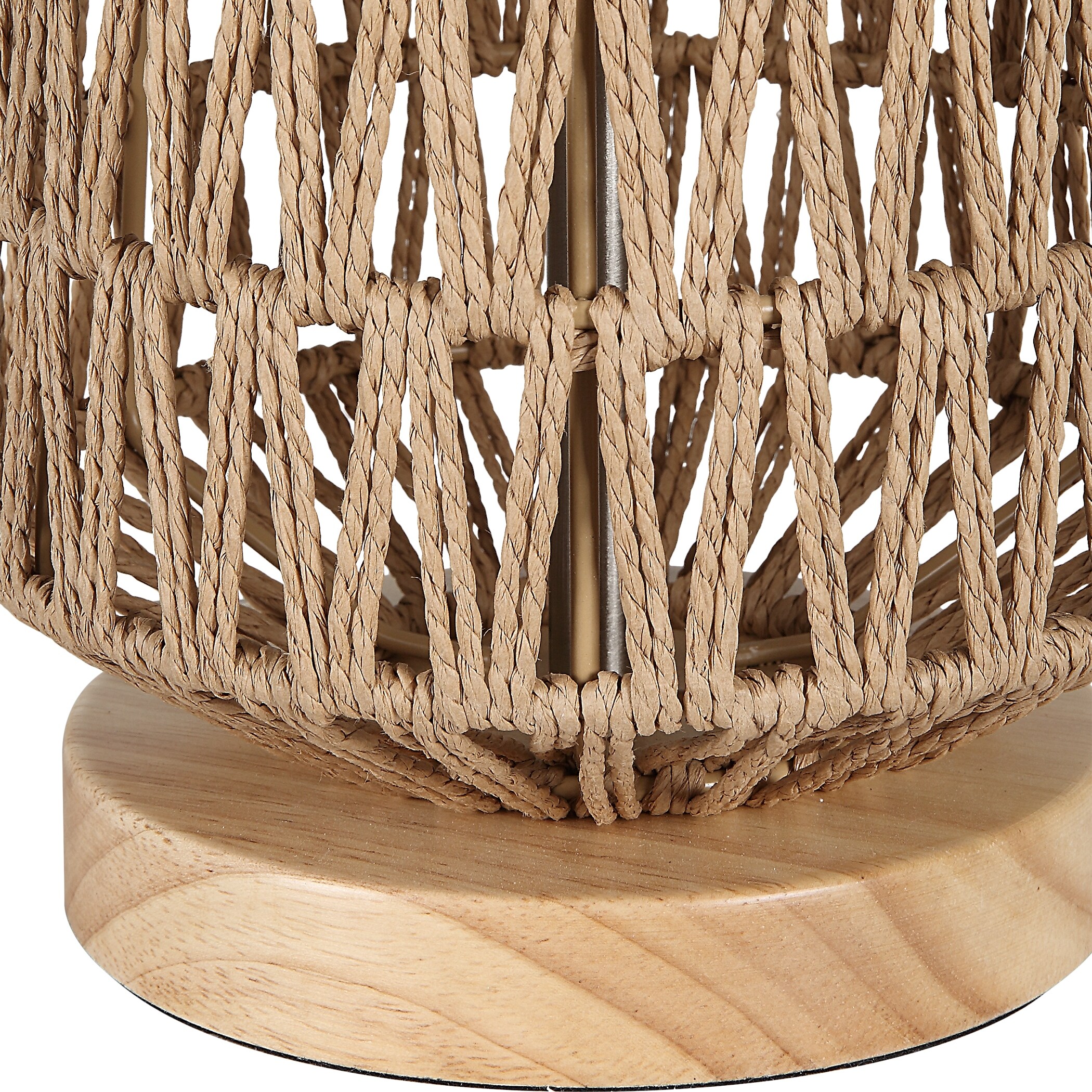 The Gray Barn Woven Natural Rope and Light Oak Wood Table Lamp