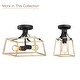 preview thumbnail 11 of 9, 12.6 in. 2-Light Black and Wood Farmhouse Open Cage Semi-Flush Mount Ceiling Light - 12.6"W