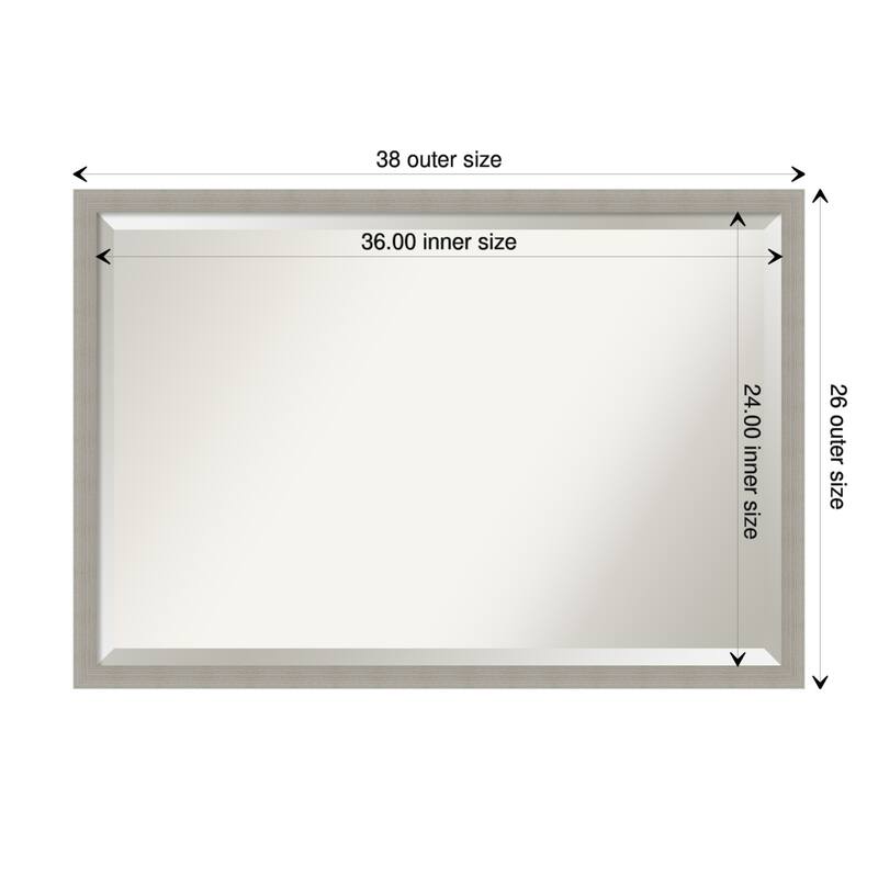 Woodgrain Stripe Beveled Wood Framed Wall Mirror - Woodgrain Stripe Grey - Glass Size 36x24