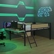preview thumbnail 5 of 32, LED Lights Loft Bed with Desk,Storage Shelves and Guard Natural