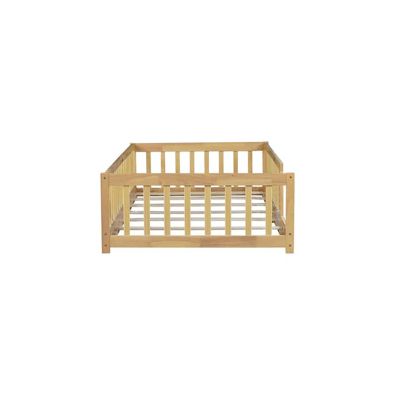 Twin Floor Platform Bed with Fence without Door