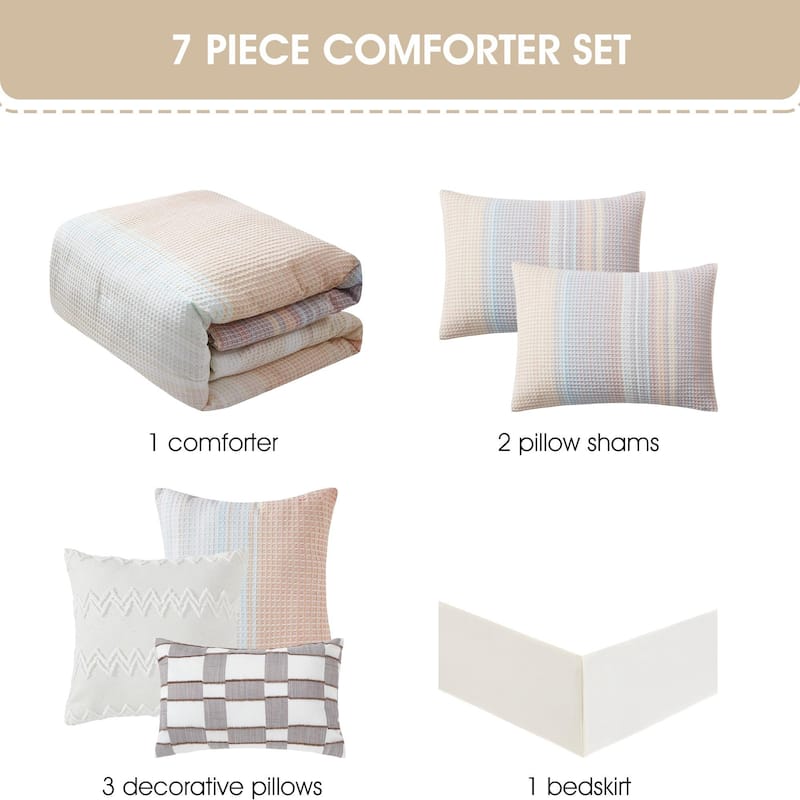 Nanshing Amanda 7 Piece Ombre Stripes Comforter Set