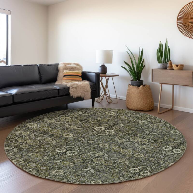 Premium Washable Super Soft Boho Global Mayfield Rug - Taupe - 8' x 8' - Round