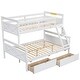 preview thumbnail 8 of 8, White Twin over Full Size Pine Wood Bunk Bed with Ladder, Two Storage Drawers, Safety Guardrail