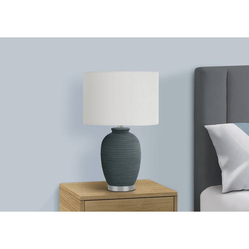 Lighting, 24"h, Table Lamp, Blue Ceramic, Ivory / Cream Shade, Contemporary