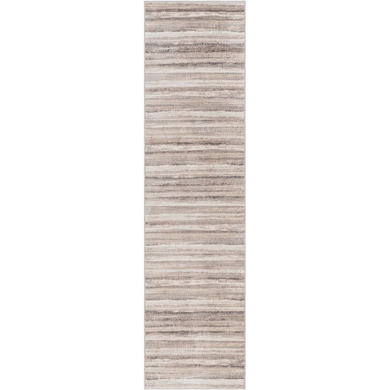 Livabliss Ajax Modern Striped Area Rug - Grey/Cream - 2'7" x 10' Runner