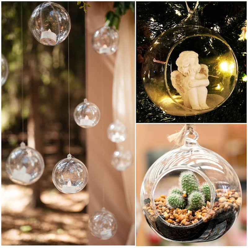 8 Pcs Hanging Tealight Holders Globes Acrylic Refillable Balls for Home