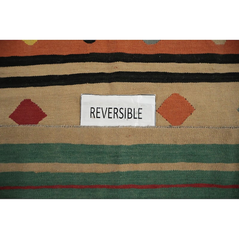 Hand Woven Oriental 100% Wool Carpet Southwestern Modern Multi-Colored Kilim Area Rug - 12' 0'' X 8' 9''