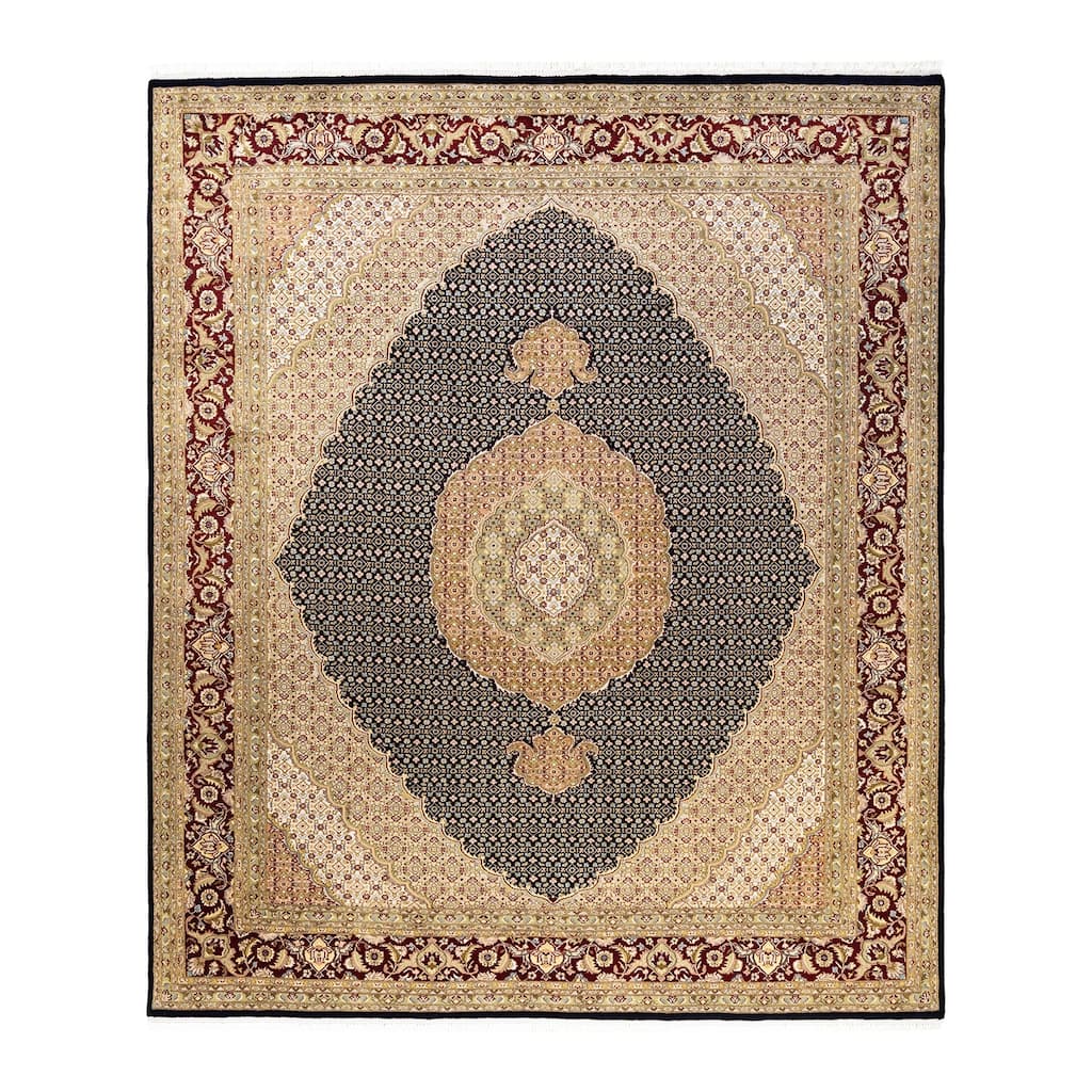 Overton Hand Knotted Wool Vintage Inspired Traditional Mogul Black Area Rug - 8 x 10