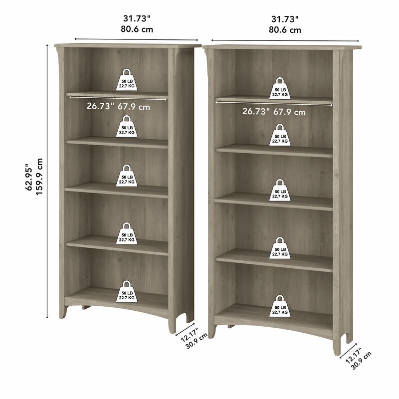 Salinas Tall 5-shelf Bookcase (Set of 2) by Bush Furniture