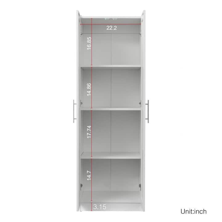 Bedroom Wardrobe Cabinet with with 2 Doors and 3 Shelves