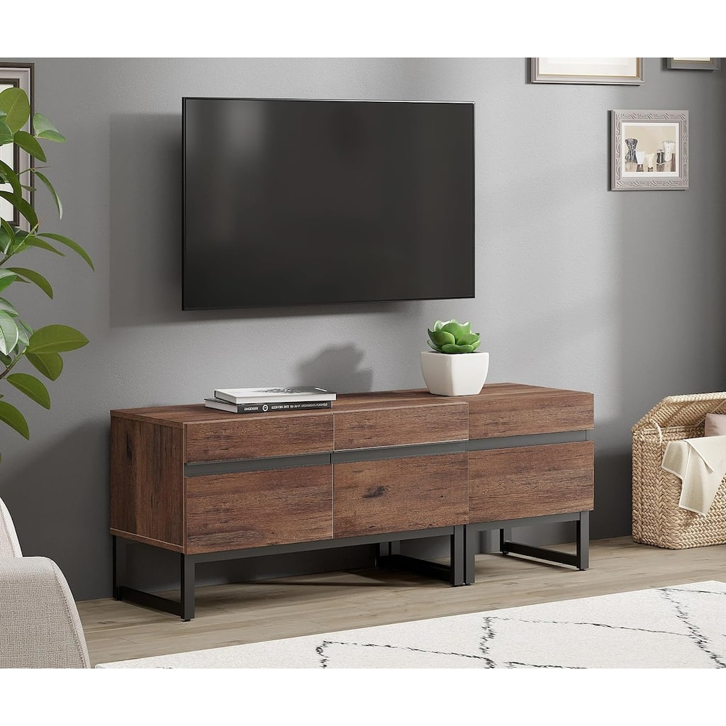 WAMPAT Modern TV Stand for TVs up to 50 inch TV, 2 in 1 Entertainment Center TV Console with Storage Cabinets and Metal Base