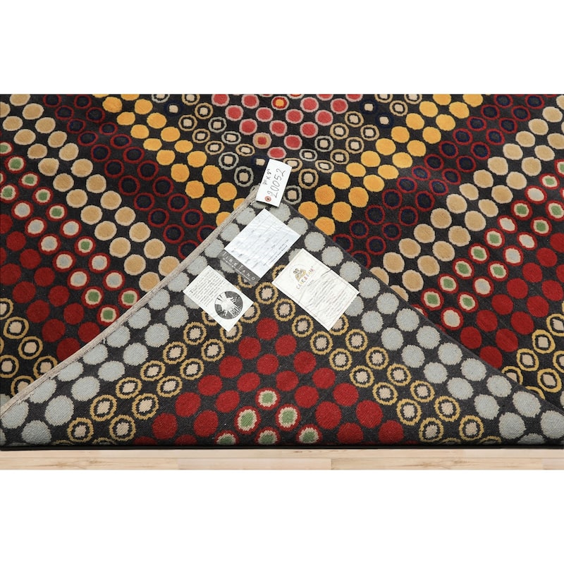 7'11''x8'4'' Tibetano Hand Knotted Wool Dark Grey Modern Rug - 7' 11'' x 8' 4''