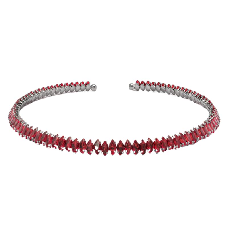 Victoria Townsend Fine Silver Plated Adjustable Coil Cubic Zirconia Necklace - Red