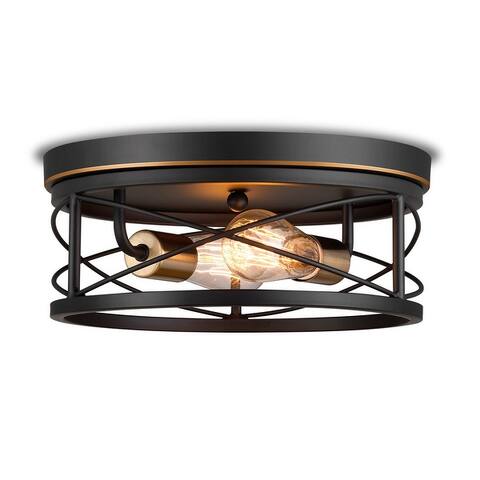 2 - Light 12.6'' Caged Geometric Flush Mount