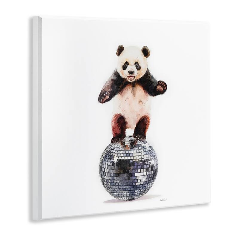 Stupell Panda Balancing on Disco Ball Wall Plaque Art Design By Amanda Greenwood