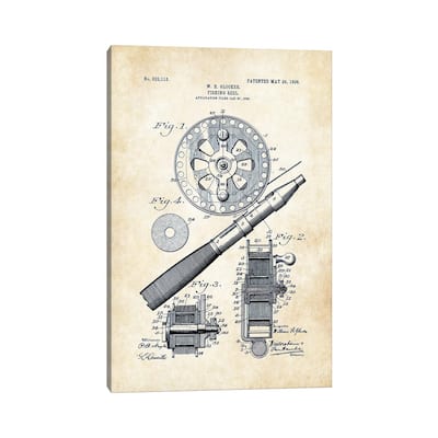 iCanvas "Fly Fishing Reel (1906)" by Patent77 Canvas Print