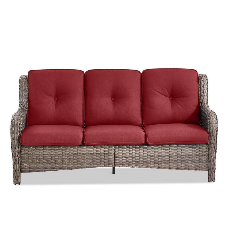 Gymojoy Outdoor Wicker Sofa Patio Rattan Wicker Furniture Cushion Sofa