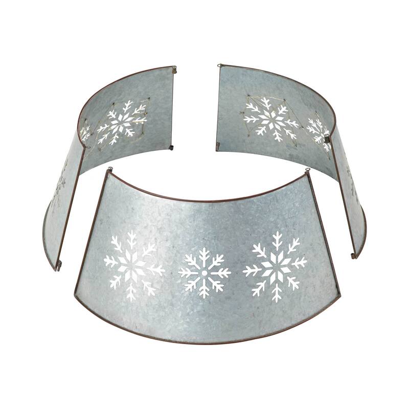 Glitzhome Christmas Metal Diecut Snowflake Tree Collar with Lights