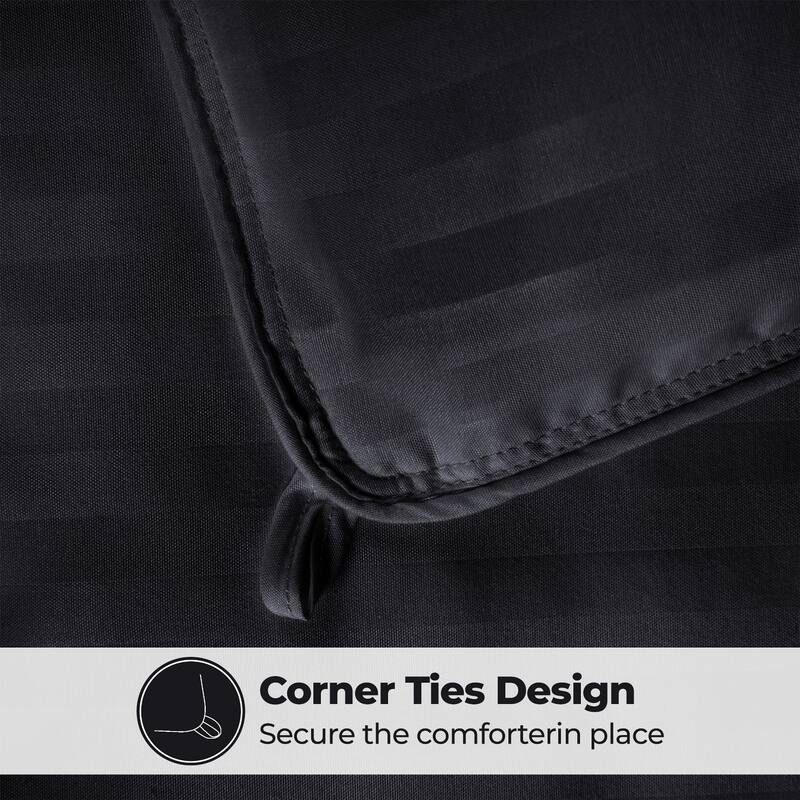 Superior 1 cm Striped Brushed Microfiber Reversible Down Alternative Comforter