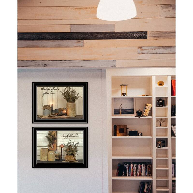 TrendyDecor4U Farmhouse "Blessed Gathering" Framed Print Wall Art by Susan Boyer - Brown