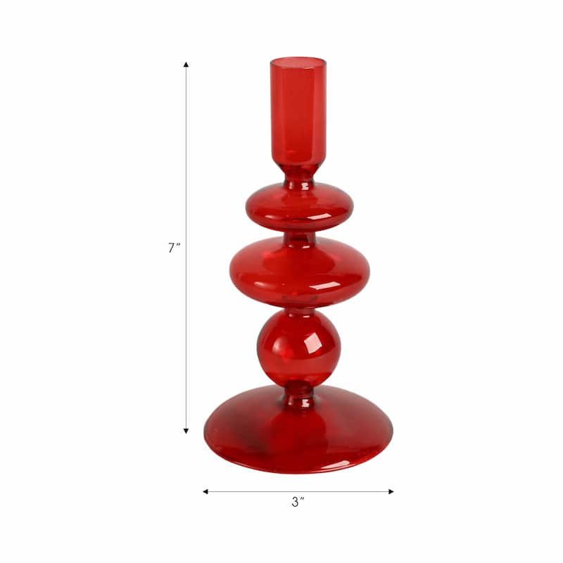Sculptural Glass Candle Holder with Rounded Accent Base - Modern Tabletop Candle Holder for Any Room