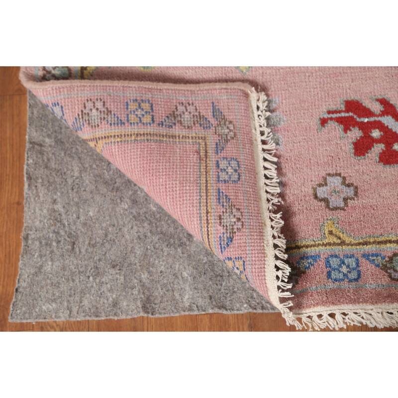 Light Pink Oushak Oriental Area Rug Handmade Wool Carpet - 9'0"x 11'10"