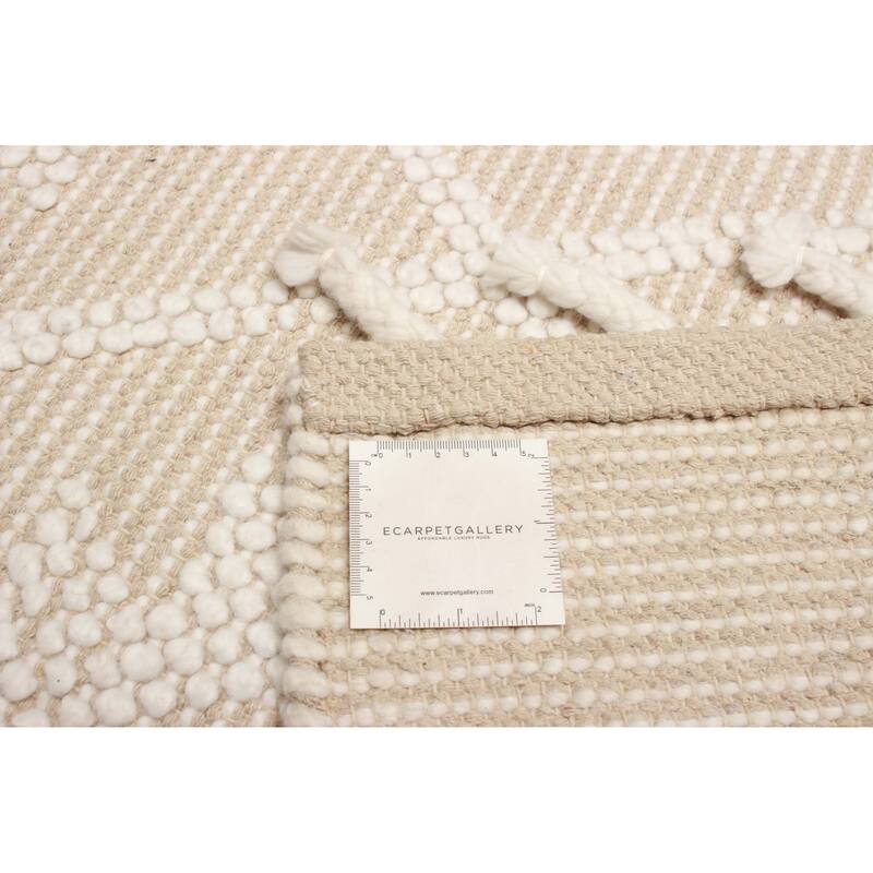 ECARPETGALLERY Braid weave Sienna Beige Wool Rug - 5'1 x 7'4