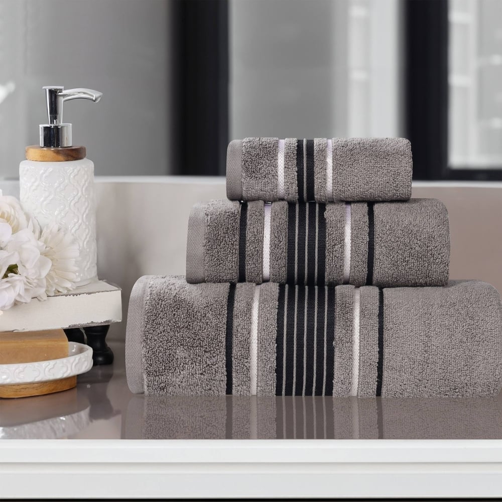 Superior Sadie Zero Twist Cotton Solid Absorbent 3 Piece Towel Set