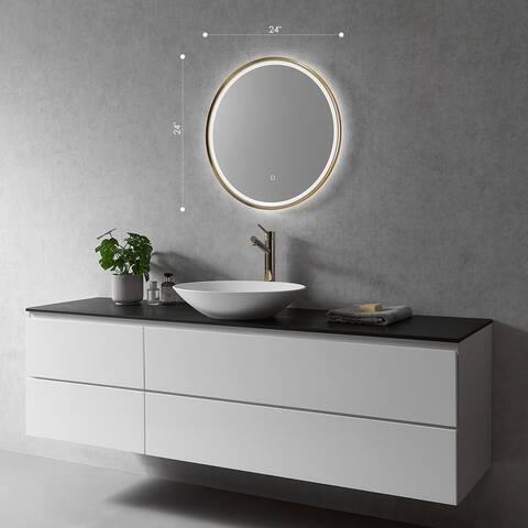Altair Palme Round Framed Bathroom LED Lighted Wall Mirror