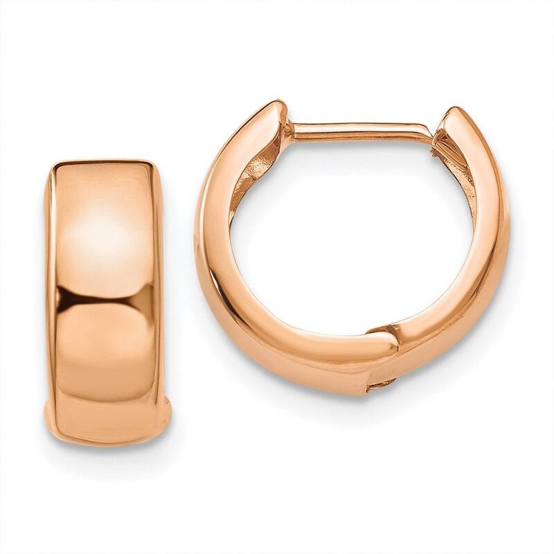 Curata 14k Rose Gold Polished Huggies Hinged Hoop Earrings (6mmx15mm)