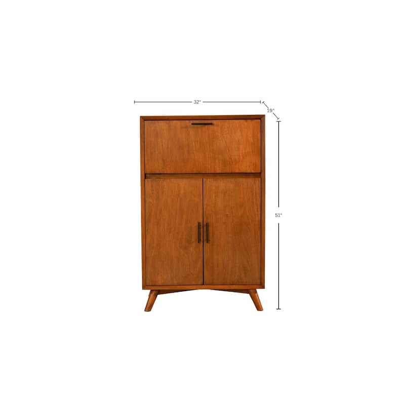Alpine Furniture Flynn Large Wood Bar Cabinet in Acorn Brown - Mahogany - Brown