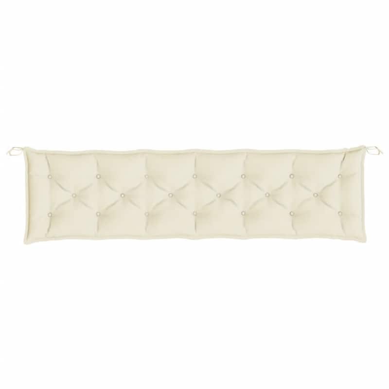 Outdoor Cushion for Bench, 79 Inch, Tufted Stitch White Oxford Fabric