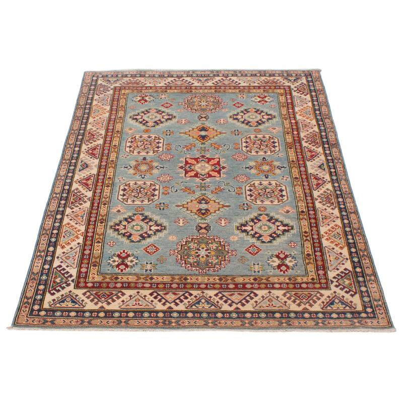 ECARPETGALLERY Hand-knotted Uzbek Ghazni Blue Wool Rug - 4'11 x 7'3