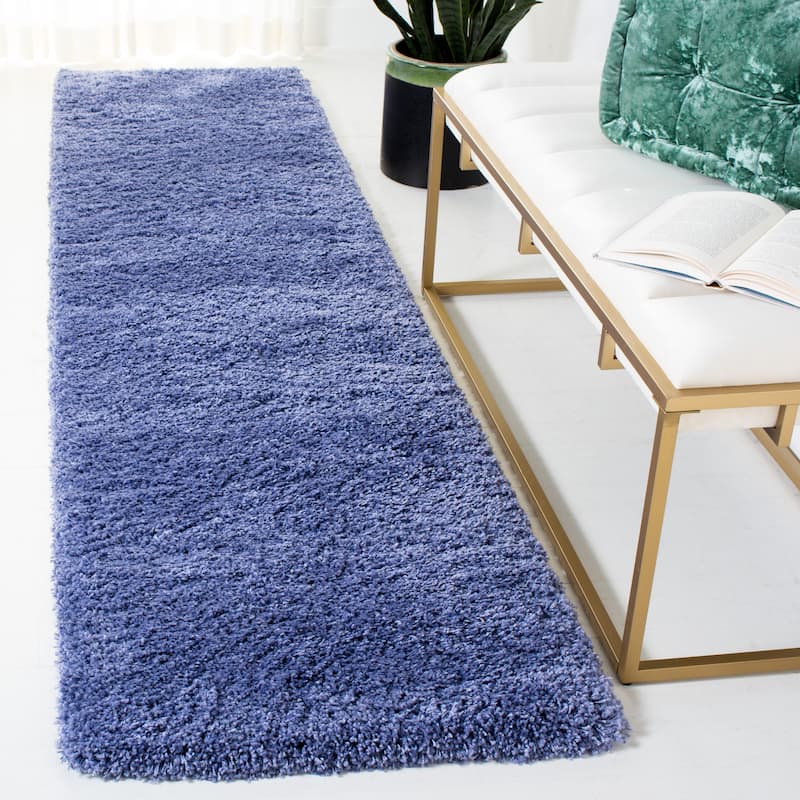 SAFAVIEH California Premium Shag Izat 2-inch Thick Area Rug - 2'3" x 9' Runner - Periwinkle