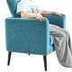 preview thumbnail 5 of 7, Teal Boucle Barrel Accent Chair with Pillow – Upholstered Armchair with Wood Legs for Living Room or Bedroom