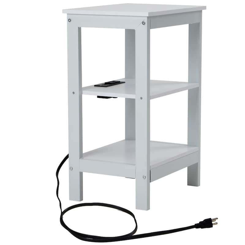 Javlergo Set of 2 Nightstand with Charging Station 3-Tier End Table with USB Ports and Outlets for Living Room Bedroom