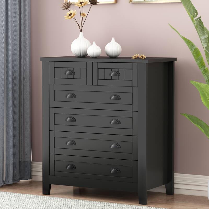 etro shell-shaped handle drawer dresser cabinet，bar cabinet, storge cabinet, lockers - Black