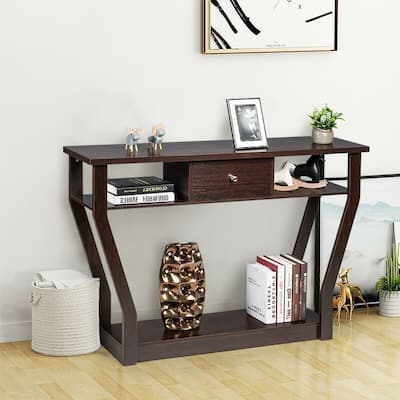 Modern Sofa Accent Table with Drawer - 47'' x 12'' x 32'' (L x W x H)
