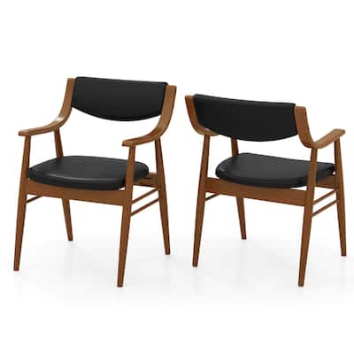 Costway PU Leather Dining Chair Set of 2 with Padded Seat & Back - See Details