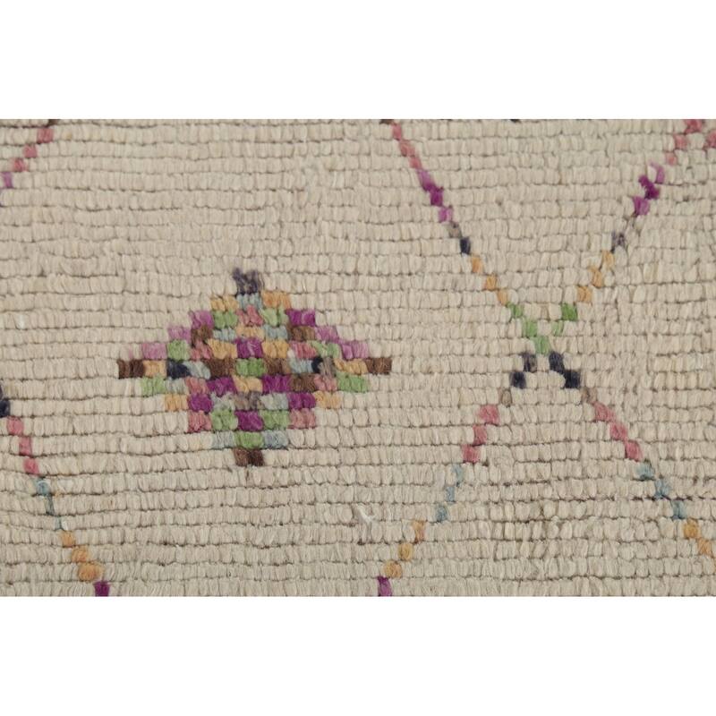 Geometric Moroccan Area Rug Handmade Wool Carpet - 5'10"x 9'9"
